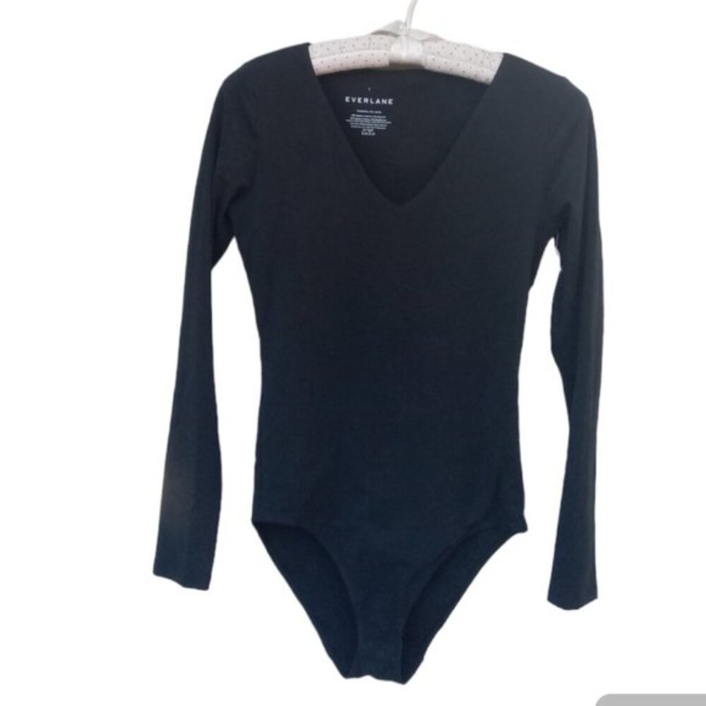 Everlane black V-Neck long sleeve bodysuit sz XS  NEW